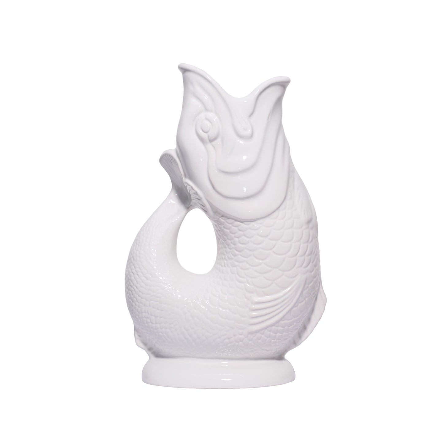 White Gluggle Jug Vase Fish Water jar