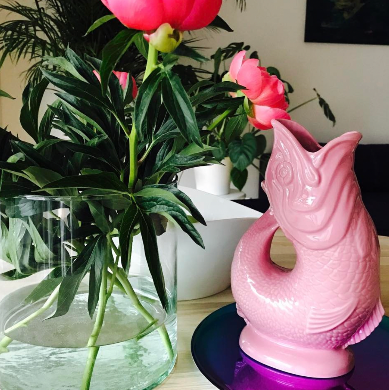 Pink Original Gluggle Jug pitcher fish vase ex-Wade